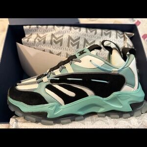 Men's Sneakers in Black and Mint by MZINO